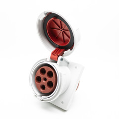 Розетка силовая встраиваемая 5Р 63A 400В IP67 наклонная 20° ZH209 JESIRO