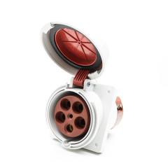 Розетка силовая встраиваемая 5Р 125A 400В IP67 наклонная 20° ZH216 JESIRO